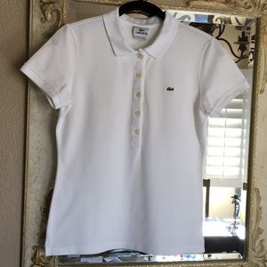 Lacoste polo. 5-button. White. Size 42 (US L/10)